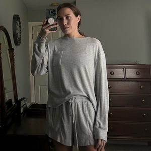 Women's Perfectly Cozy Lounge Sweatshirt and Shorts - Stars Above Light Gray